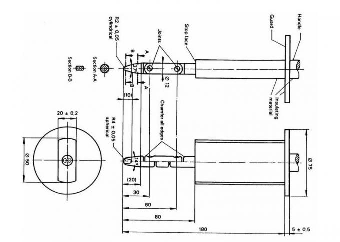 Anti Electric Shock Figure 2 Probe B Of IEC61032 , 30N Standard Test Finger 0