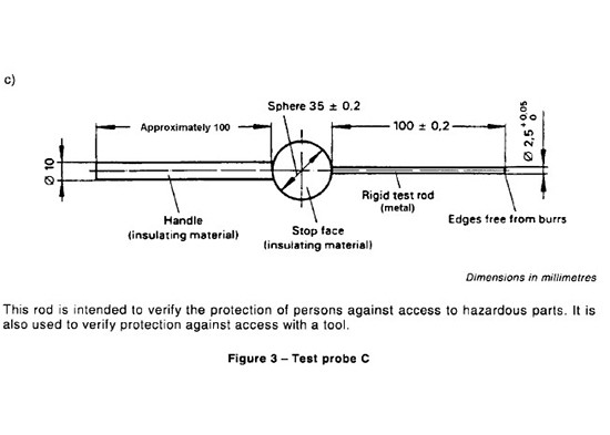 IP3​X IEC61032 Figure 3 Test Rod Probe C IEC Test Equipment 0